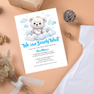 It's a boy bearly wait woodland baby bear shower invitation
