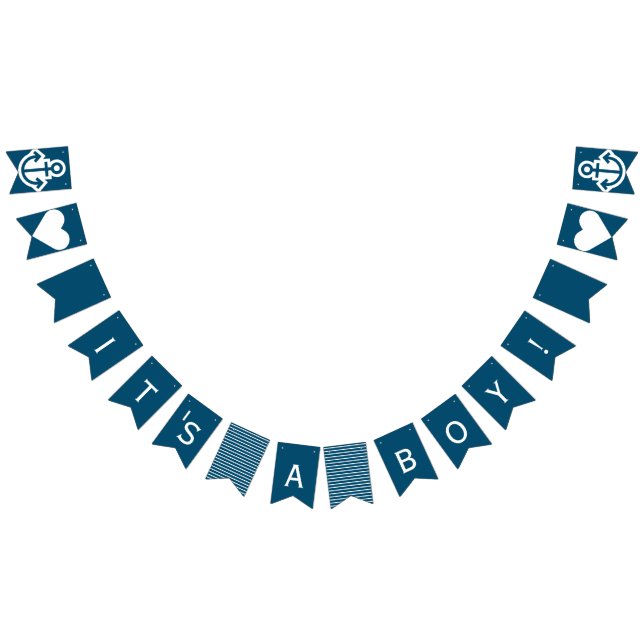 Its A Boy Blue and White Nautical Bunting Bunting (All)