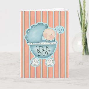 It's a Boy! Blue Baby Buggy Congratulations Card