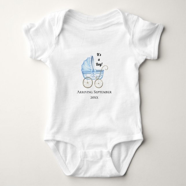 It's A Boy! Blue Baby Pregnancy Announcement Baby Bodysuit (Front)