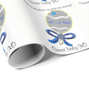 It's A Boy Blue Baby Rattle Wrapping Paper