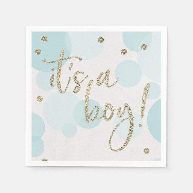 It's a Boy Blue Baby Shower Paper Napkin (Front)