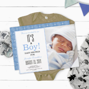 It's a Boy! Blue Baby Shower Photo Invitation