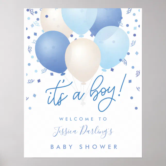 It's a Boy Blue Baby Shower Welcome Poster | Zazzle