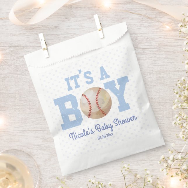 It's A Boy! Blue Baseball Baby Shower Favour Bag (Clipped)