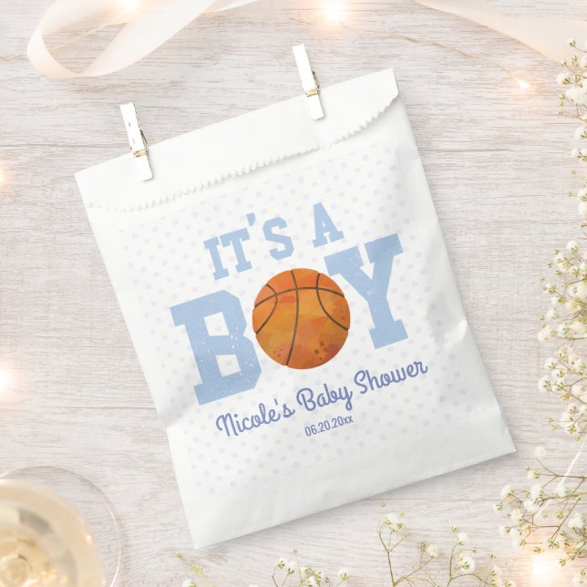 It's A Boy! Blue Basketball Baby Shower Favour Bag (Clipped)