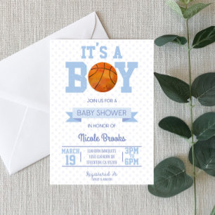 It's A Boy! Blue Basketball Baby Shower Invitation