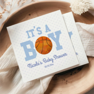 It's A Boy! Blue Basketball Baby Shower Napkin