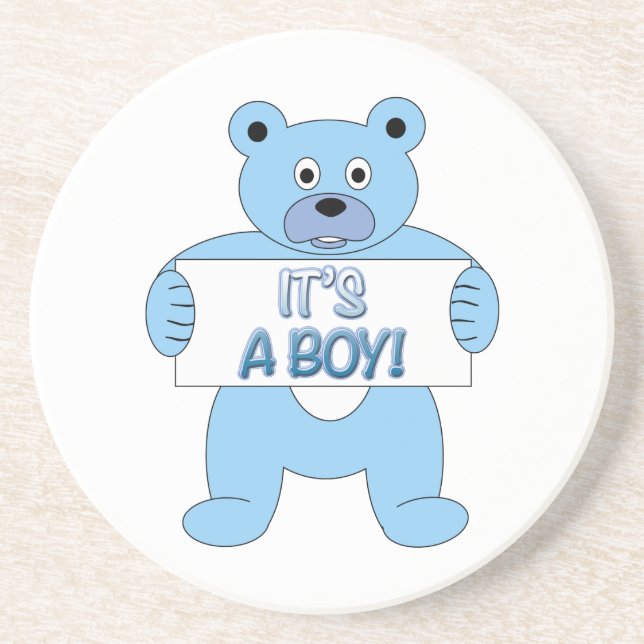 It's A Boy Blue Bear Coaster (Front)