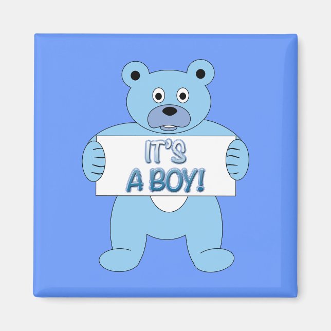 It's A Boy Blue Bear Magnet (Front)