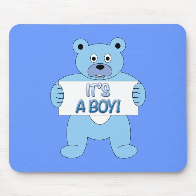 It's A Boy Blue Bear Mouse Pad (Front)