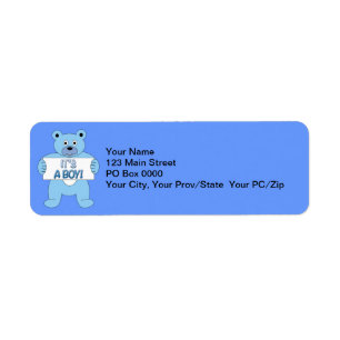 It's A Boy Blue Bear Return Address Label