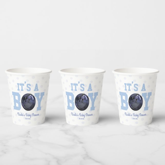 It's A Boy! Blue Bowling Ball Baby Shower Paper Cups (Multi)