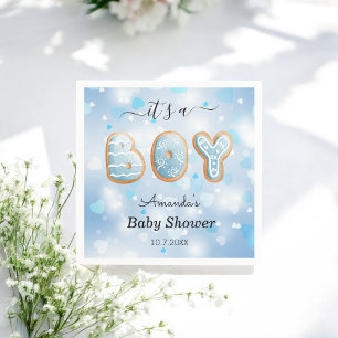 Its a Boy Blue Cookies Baby Shower  Napkin