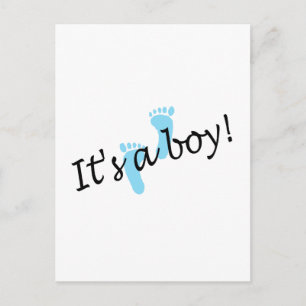 It's A Boy (Blue Feet) Announcement Postcard