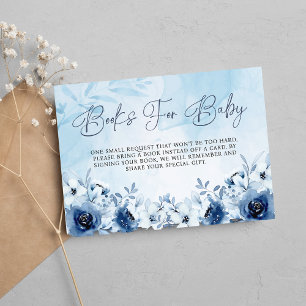 It's A Boy Blue Flowers Baby Shower Books Enclosure Card