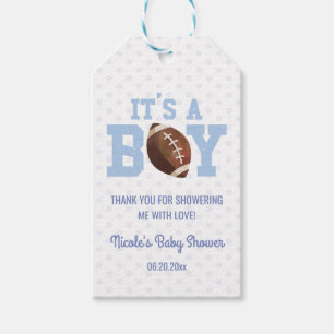 It's A Boy! Blue Football Baby Shower Gift Tags