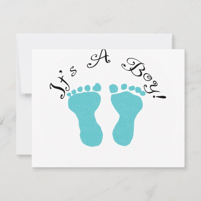 It's A Boy Blue Footprints Announcement (Front)