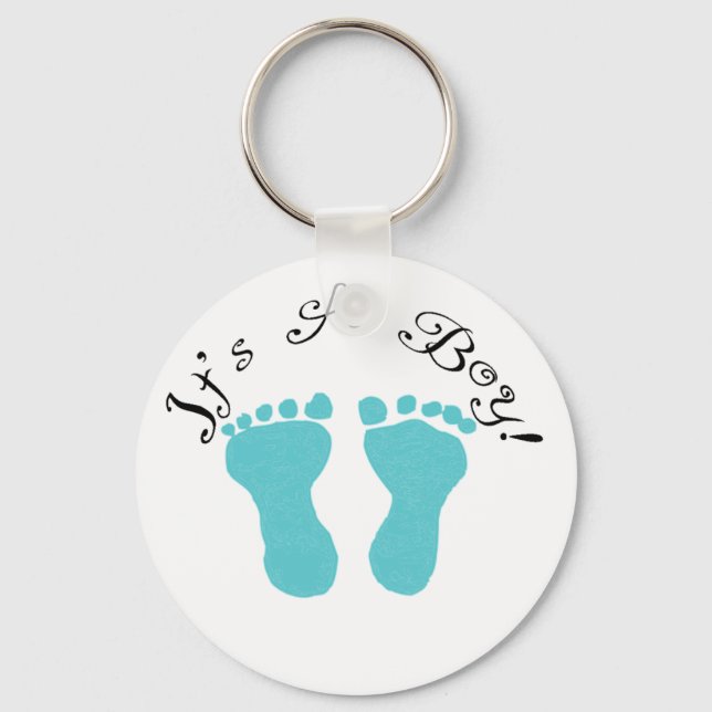 It's A Boy Blue Footprints Key Ring (Front)