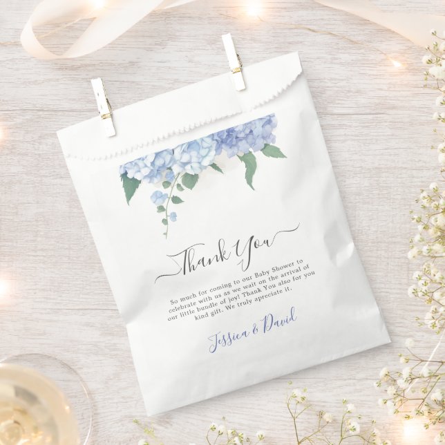  It's A Boy Blue Hydrangea Botanical Baby Shower Favour Bag (Clipped)