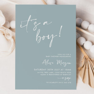 It's a Boy! Blue Minimal Baby Shower Invitation