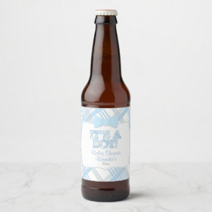 It's A Boy, Blue Plaid Baby Shower Beer Bottle Label