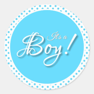 It's a Boy blue polka dot Classic Round Sticker
