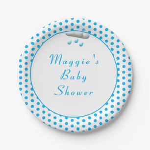 It's a Boy Blue Polka-Dot Paper Plate
