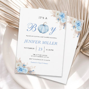 It's a Boy Blue Pumpkin Baby Shower Invitation