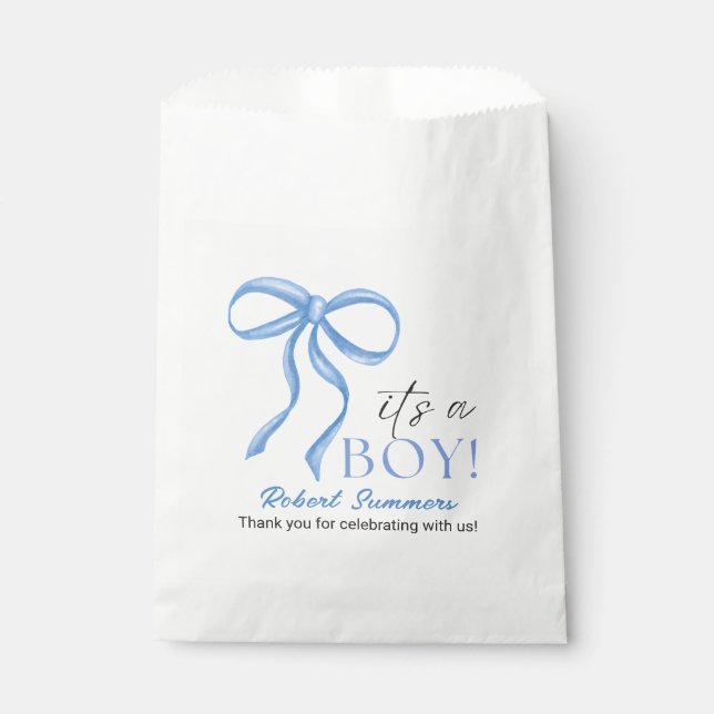 It's a Boy Blue Ribbon Favour Bag (Front)