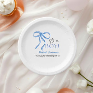 It's a Boy Blue Ribbon Paper Plate
