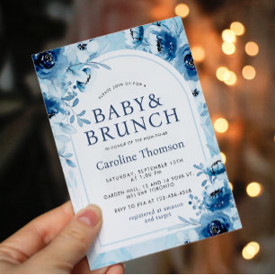 It's a Boy Blue Rose Baby Shower Brunch Invitation