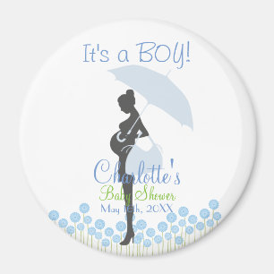 It's a BOY! Blue Silhouette Baby Shower Magnet