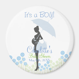 It's a BOY! Blue Silhouette Baby Shower Magnet
