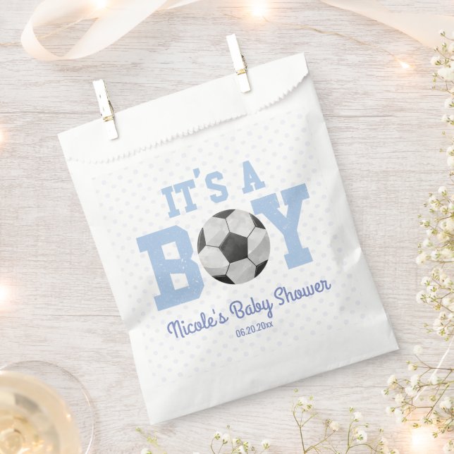 It's A Boy! Blue Soccer Ball Baby Shower Favour Bag (Clipped)