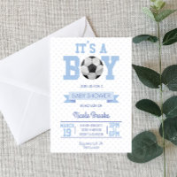 It's A Boy! Blue Soccer Ball Baby Shower