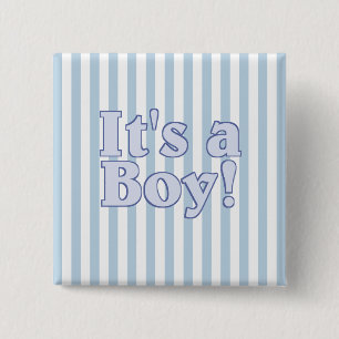 It's a Boy Blue Striped Announcement 15 Cm Square Badge
