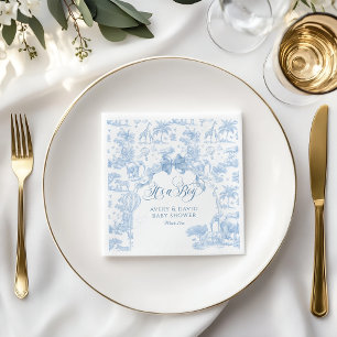 Its a Boy Blue Toile Safari Animal Baby Shower Napkin