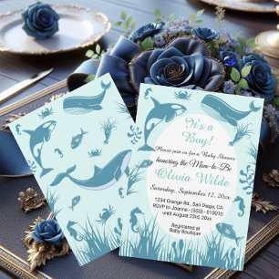 It's a Boy Blue Under the Sea Baby Shower Invitation