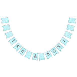 Its a boy Blue White Baby Footprinst Baby Shower Bunting