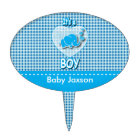 It's A Boy, Blue & White Plaid with Baby Elephant