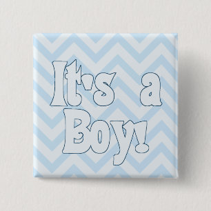It's a Boy Blue Zigzag Announcement 15 Cm Square Badge