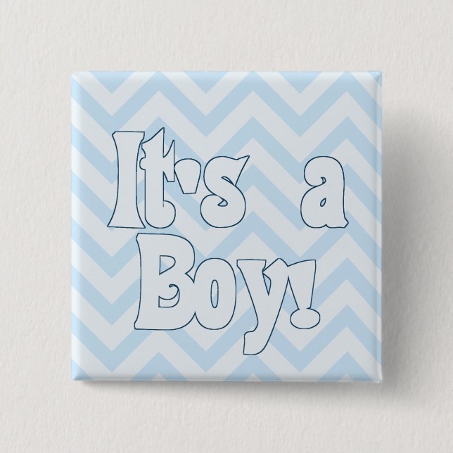 It's a Boy Blue Zigzag Announcement 15 Cm Square Badge (Front)