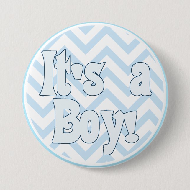 It's a Boy Blue Zigzag Announcement 7.5 Cm Round Badge (Front)