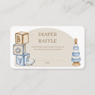 It's A Boy  Boho Blocks And Toys Diaper Raffle Enclosure Card
