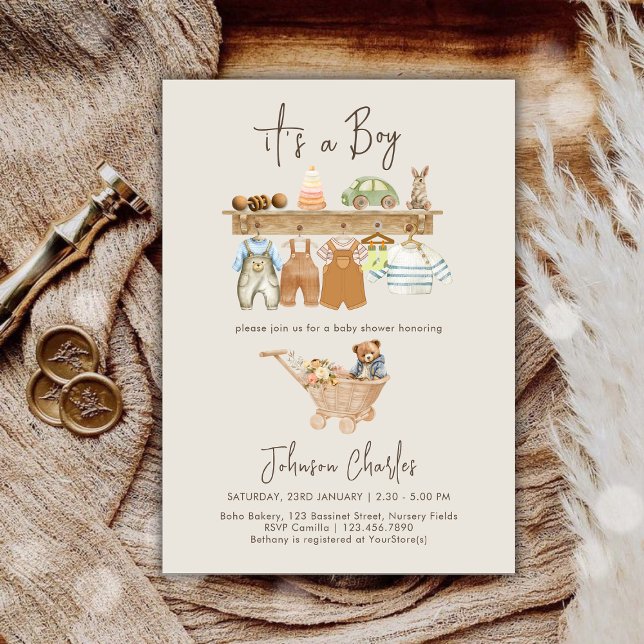 It's a Boy Boho Nursery Cute Baby Shower Invitation (It's a Boy Boho Nursery Cute Baby Shower Invitation)