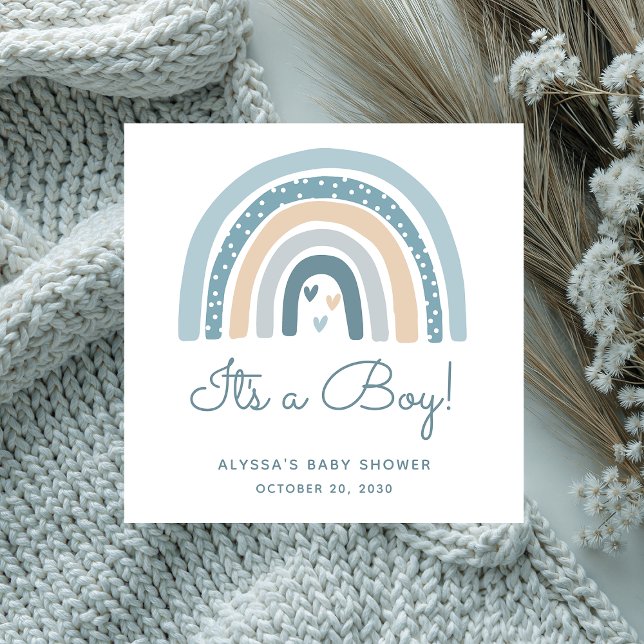 It's A Boy Boho Rainbow Baby Shower Napkin (Creator Uploaded)