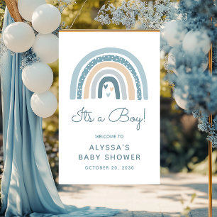 It's A Boy Boho Rainbow Baby Shower Welcome Poster