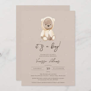 It's a boy boho teddy bear baby shower invitation