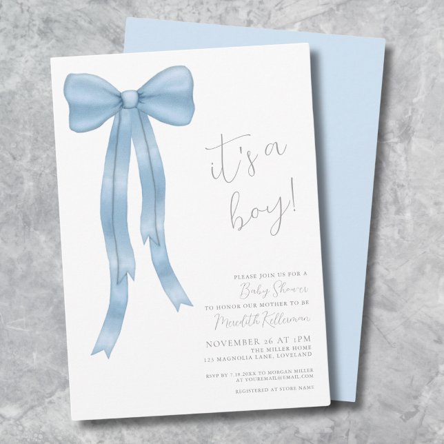 It's A Boy Bow Baby Shower Invitation (It's A Boy Bow Baby Shower Invitation)